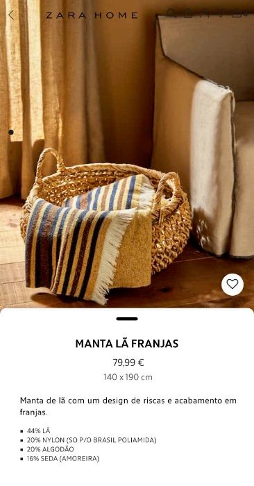 Manta Lâ Franjas Zara Home NOVO