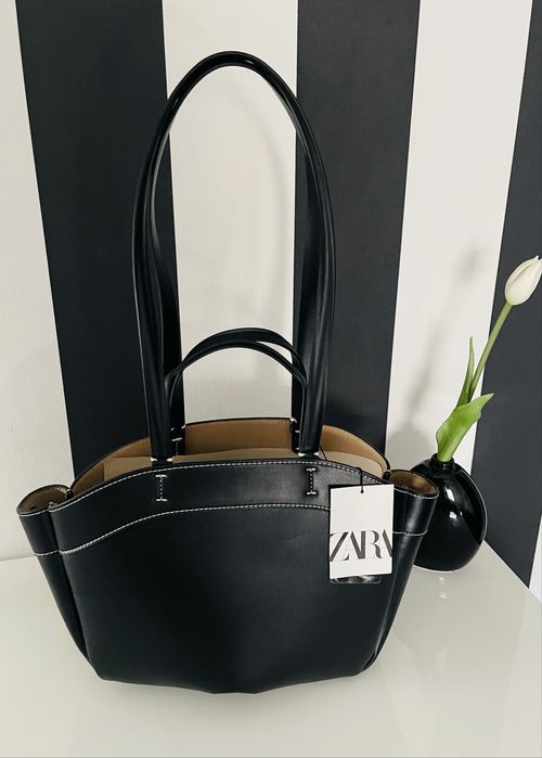 Torebka shopper Zara viral nowa z metką czarna