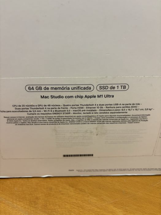 Mac studio M1 Ultra 20c 48c gpu 64gb ram 1tb hd