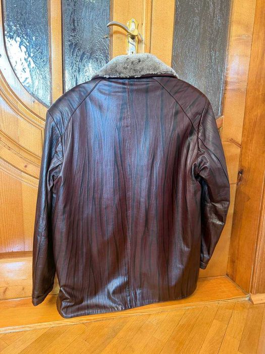 Зимова тепла  чоловіча шкіряна куртка