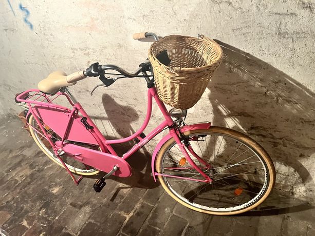 Rower damska różowy holenderski damski koszyk