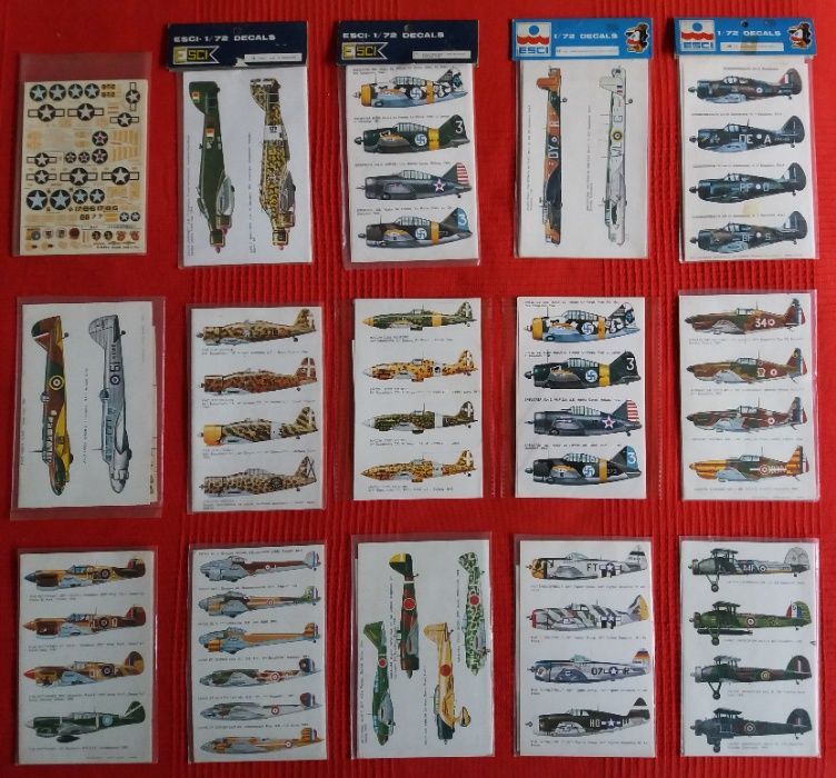 Decalques para modelos de aviões. Escala 1/72. IIGM.