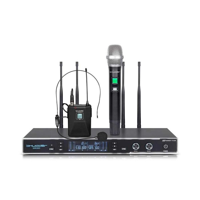 Mikrofony Shudder 2 mikro, DORĘCZNY + BODYPACK z nagłownym K&B Handel