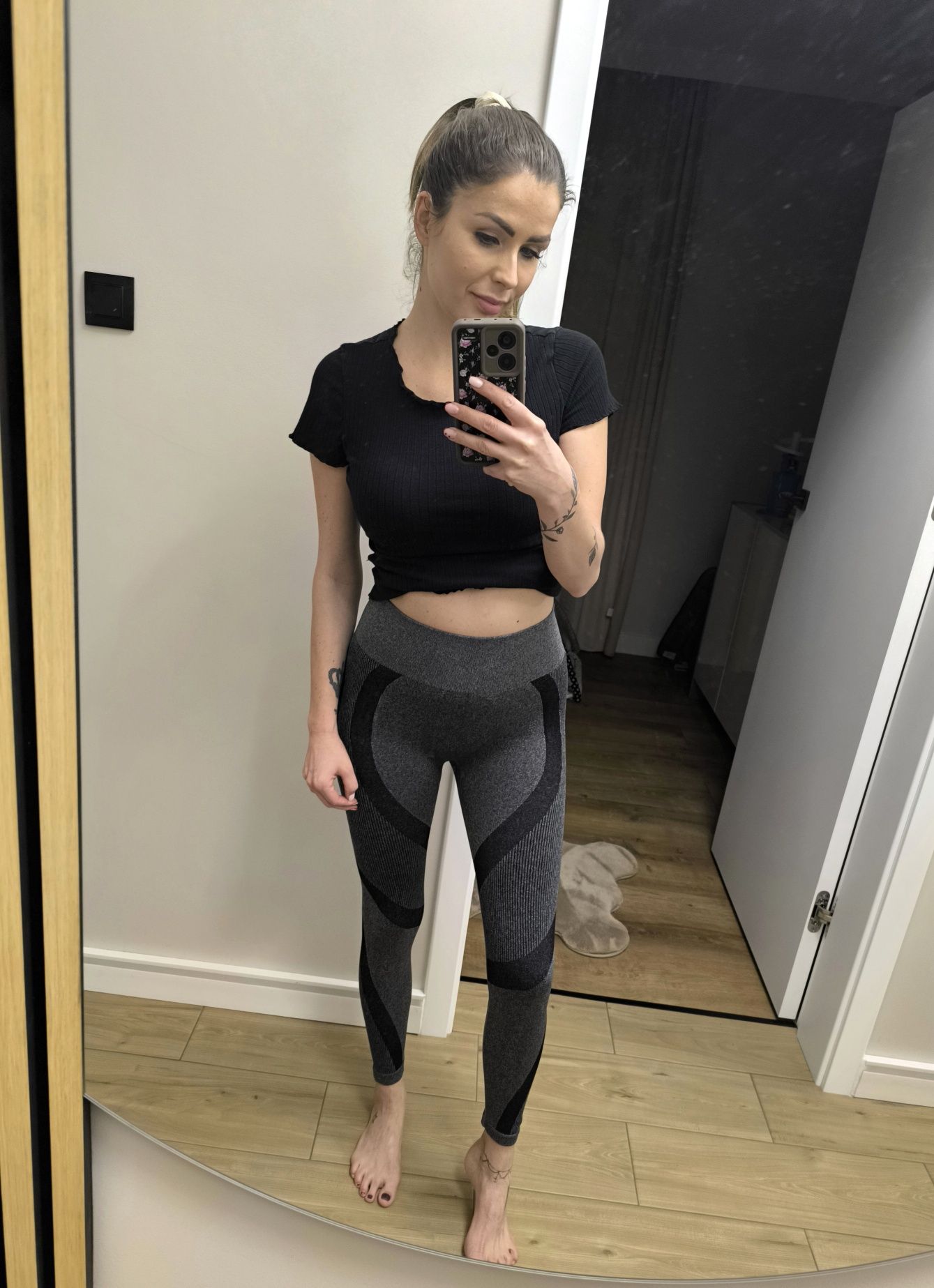 Legginsy czarno-szare bezszwowe nowe push up M