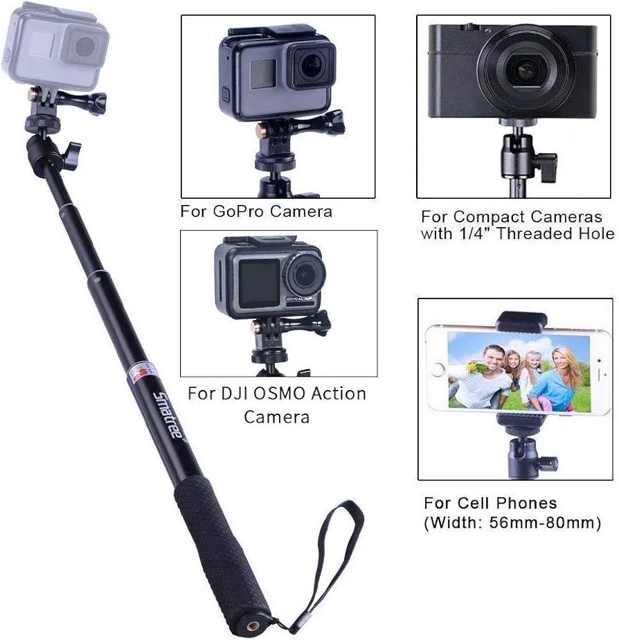 Smatree SmaPole Q3 drążek teleskopowy ze statywem do tel. GoPro 90cm