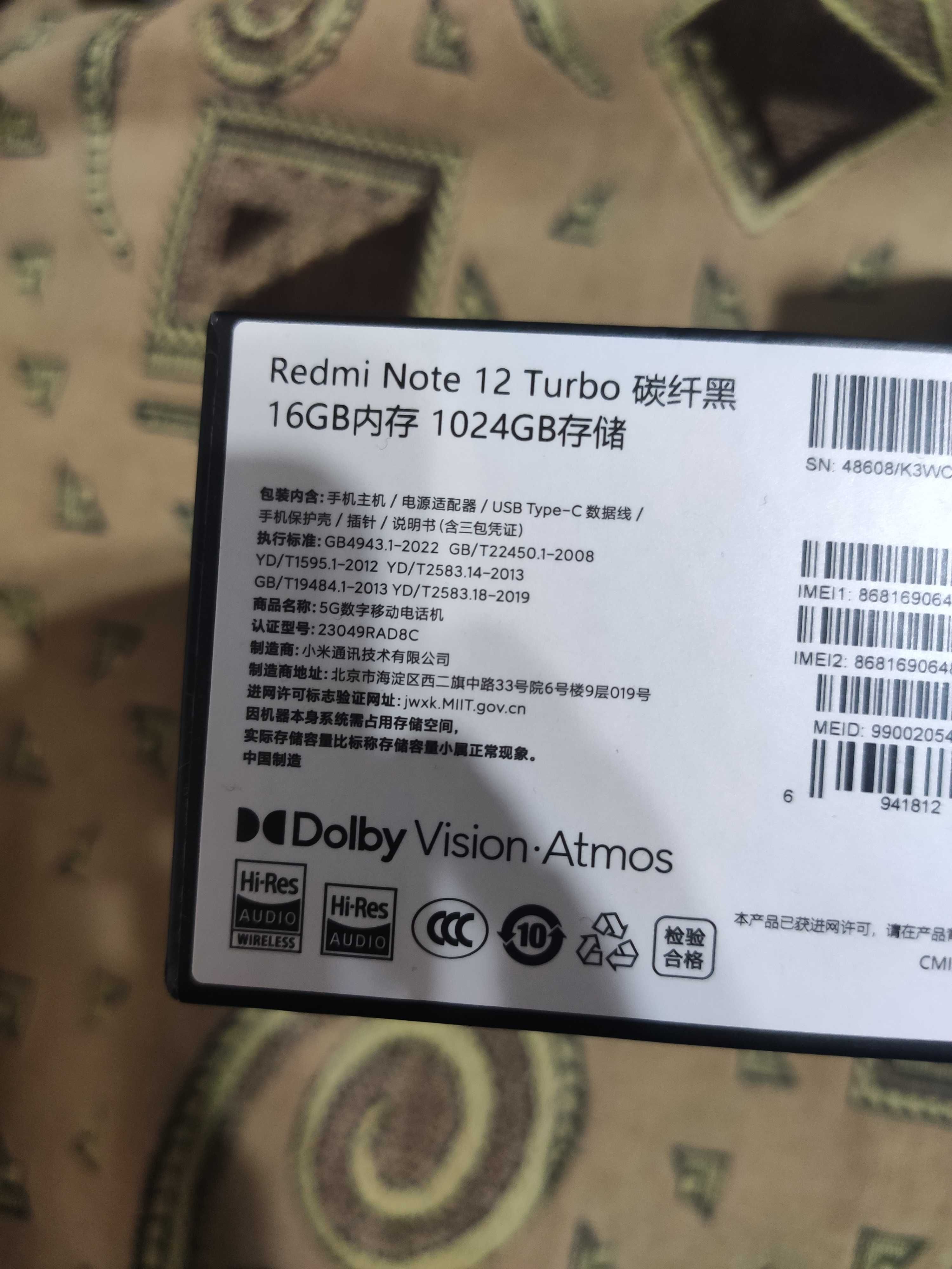 Redmi note 12 turbo 1 tb 16 gb