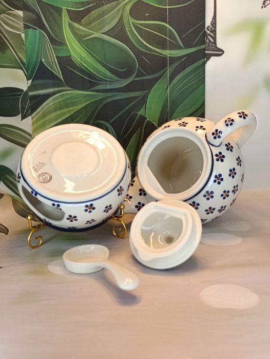 Imbryk ceramiczny Bolesławiec 1,5L + podgrzewacz Ceramika Bolesławiec