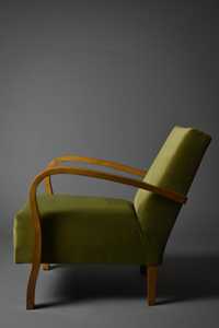 Fotel art deco, po renowacji, zielony / oliwkowy