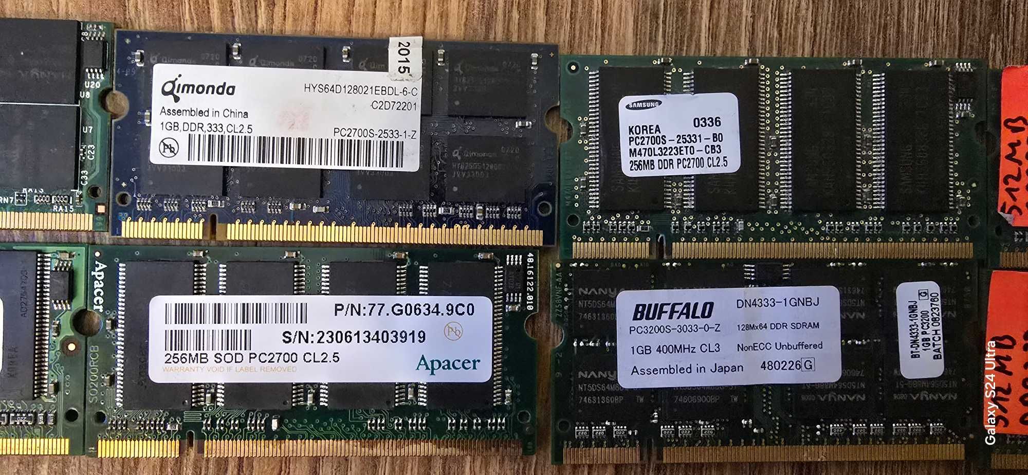 Zestaw 14 pamięci RAM ddr/ddr1