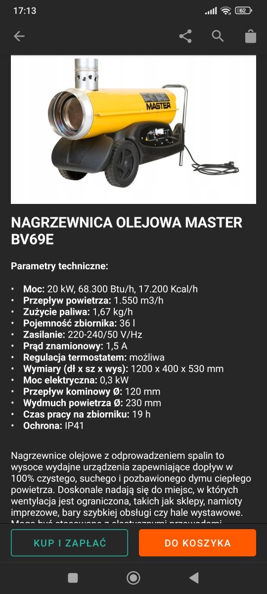 Nagrzewnica master bv69e