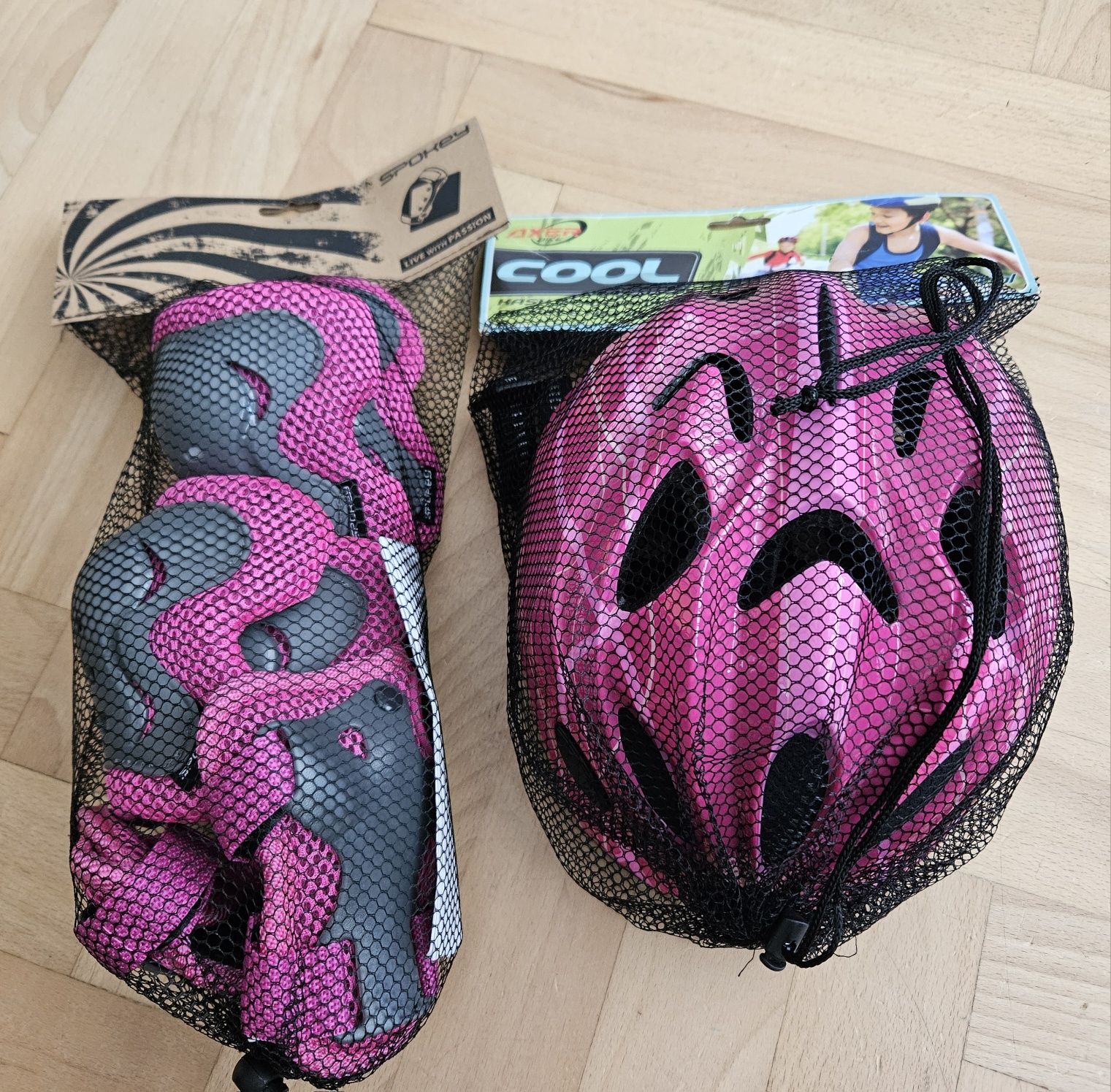 kask rowerowy + zestaw ochraniaczy S dla dziewczynki