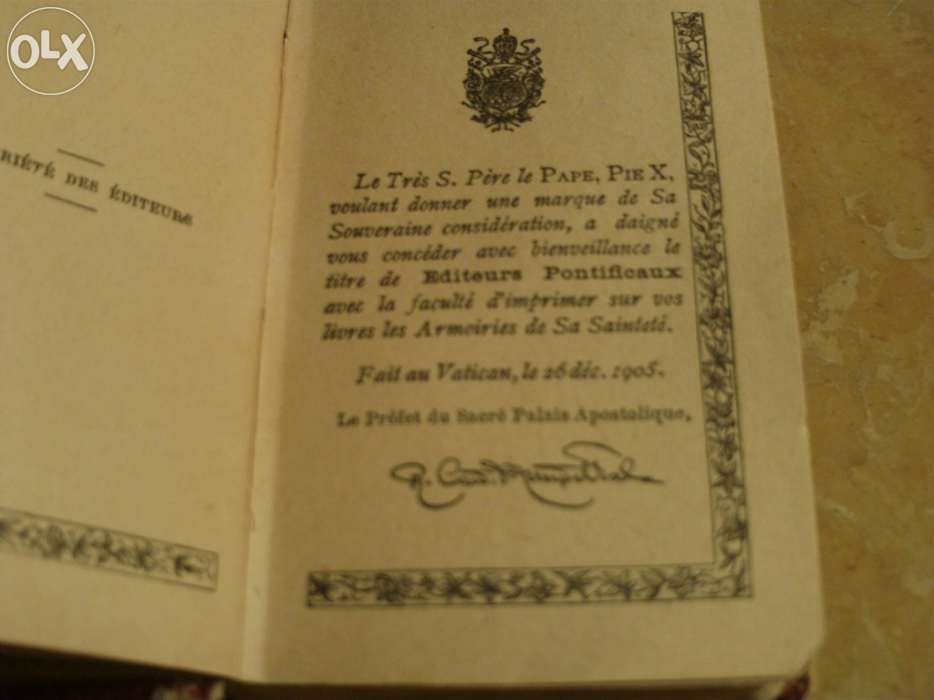 Livro de orações Católicas, em Francês, de 1931