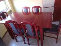 Solidny bukowy stół z 6 krzesłami