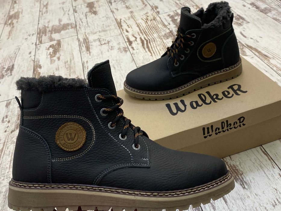Чоловічі зимові кросівки черевики Натуральна шкіра, хутро Walker 36-48