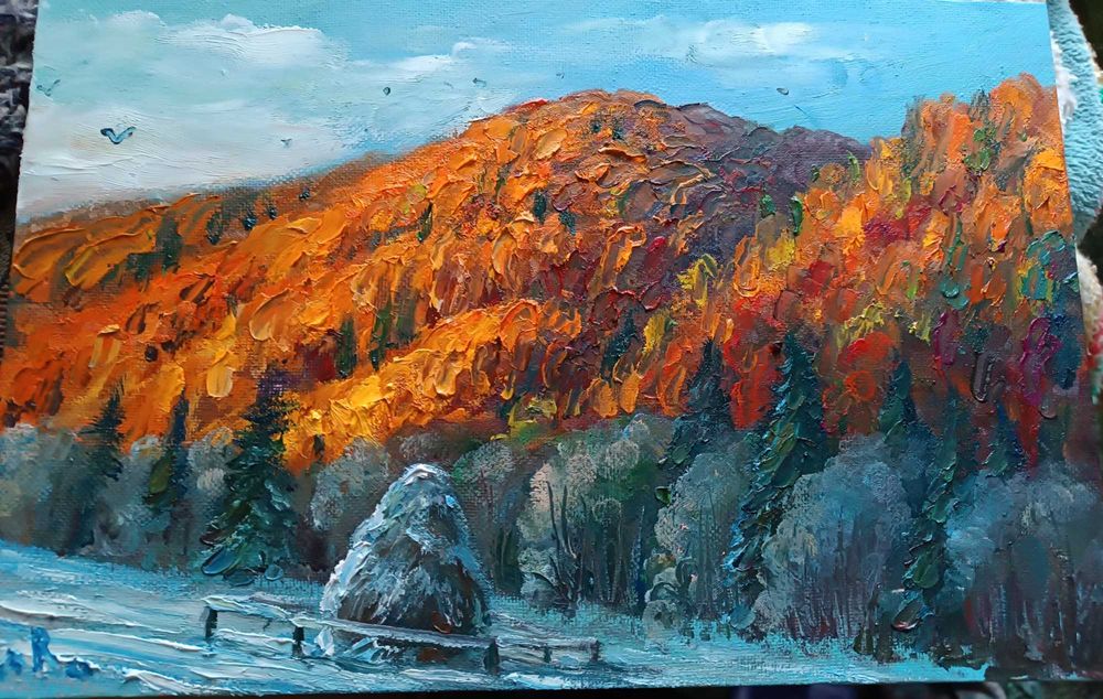 Картина маслом Осень Карпати