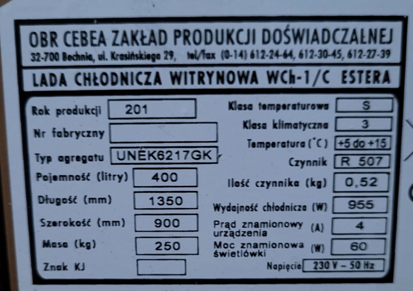 Lada Chłodnicza,Lodówka, Witryna