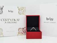 Piękny złoty pierścionek 585 z brylantem 0,15ct marki BRIJU