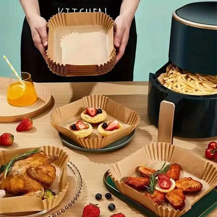 Wkład papierowy do frytkownicy beztłuszczowej Air fryer Kwadrat 50szt