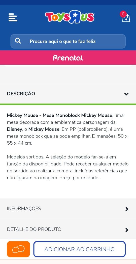 Mesa de criança da Toysrus