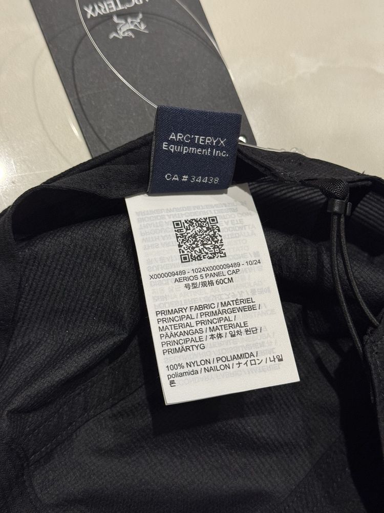 Кепка Arc'teryx Aerios 5 Panel Cap чорна оригінал оригинал