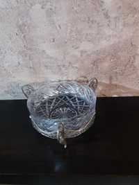 Krysztalowa cukiernica waza misa z uroczą podstawka
