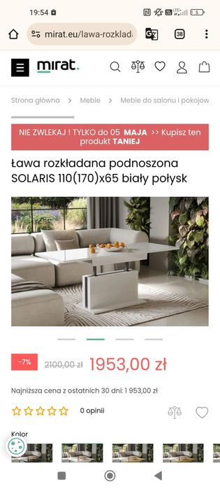 Ława solaris z brw biała