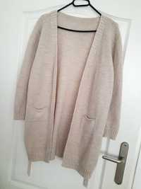 Sweter kardigan oversize beż nude XS