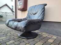 Czarny skórzany fotel Vintage Mid Century Design