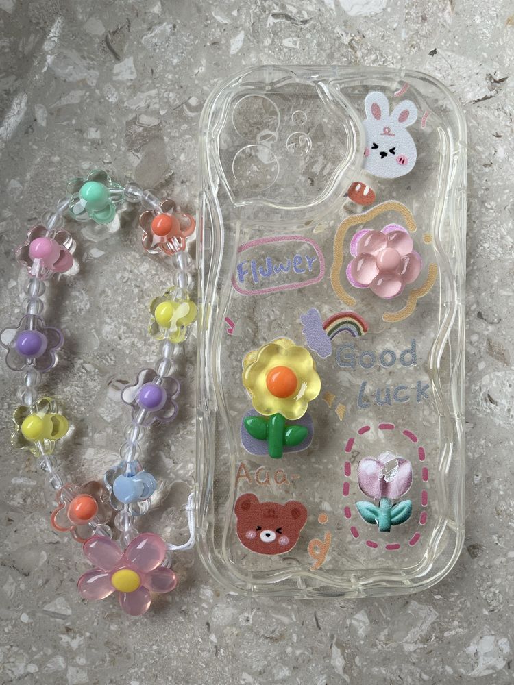 iPhone 12 gumowy różowy kolorowy case etui 3D brelok do telefonu