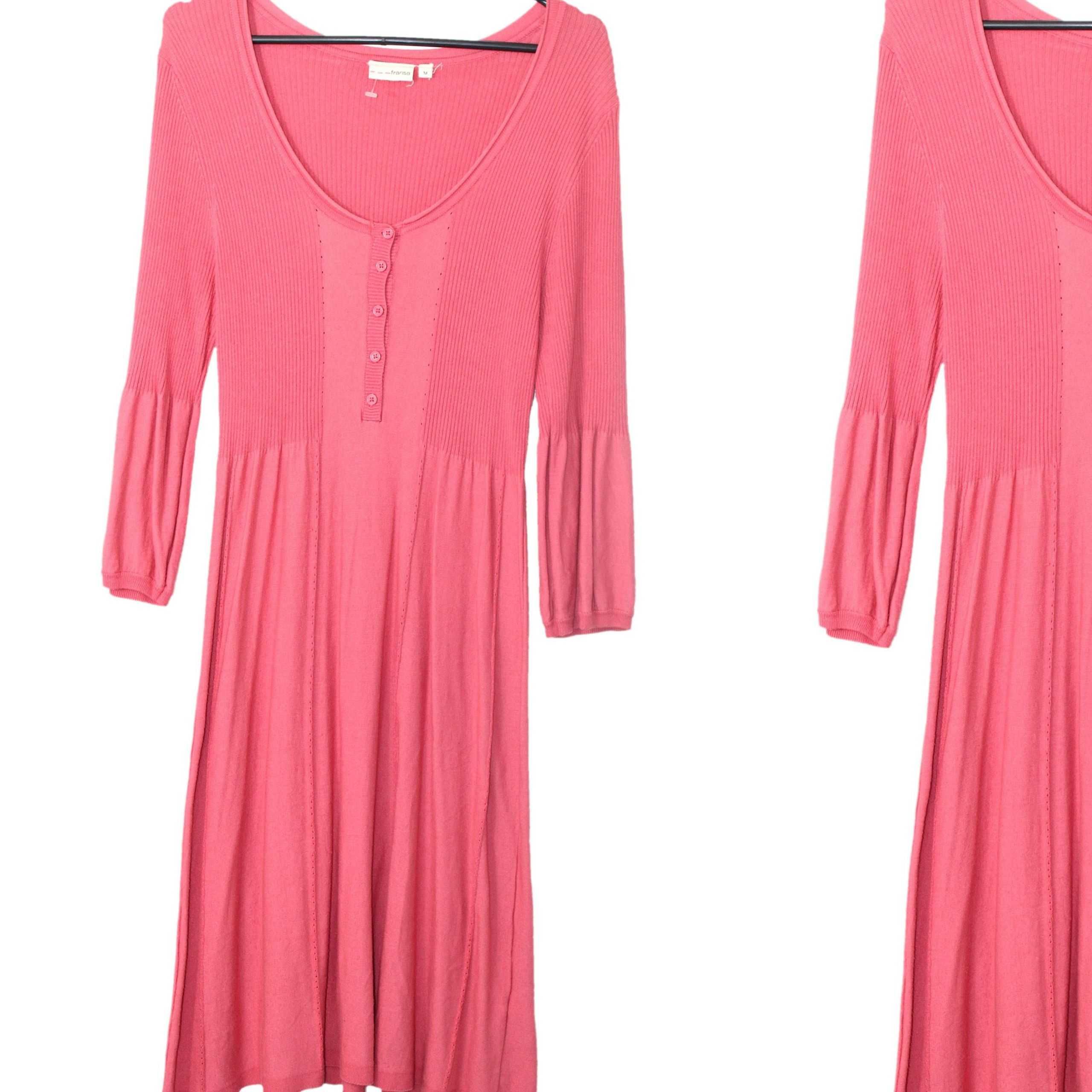 x6 FRANSA Różowa Sweterkowa Sukienka Długi Rękaw 38 M