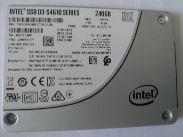 SSD Intel D3-S4610 Series 240GB 2.5" SATAIII