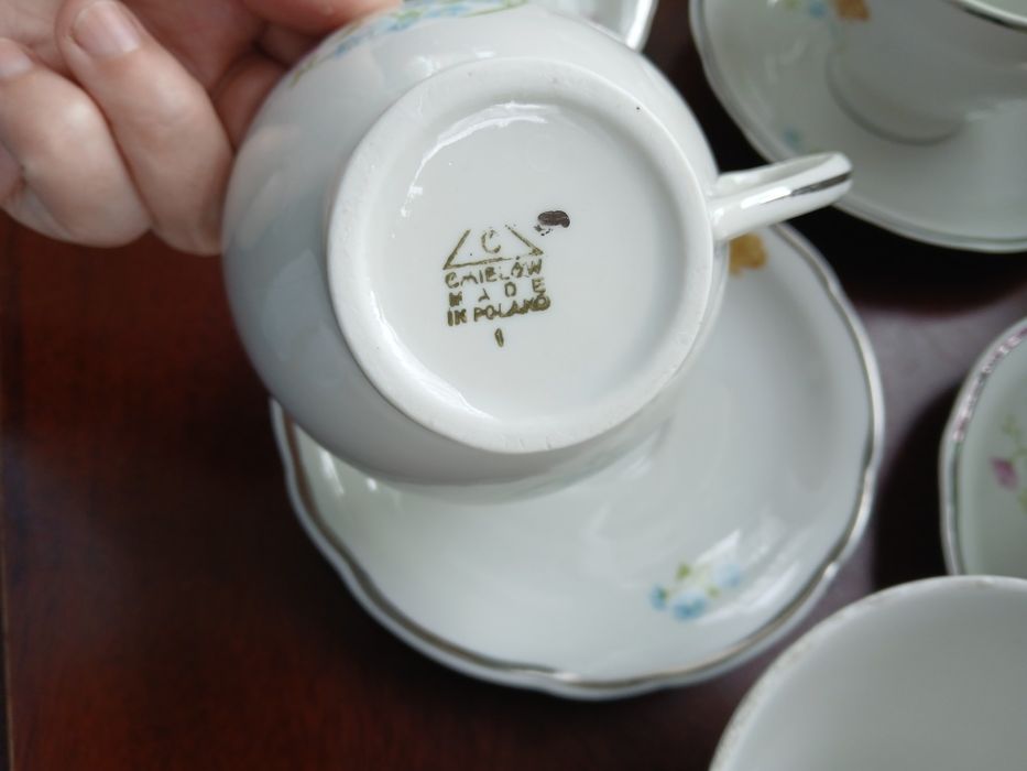 Ćmielów PRL duże filiżanki serwis do herbaty kawy