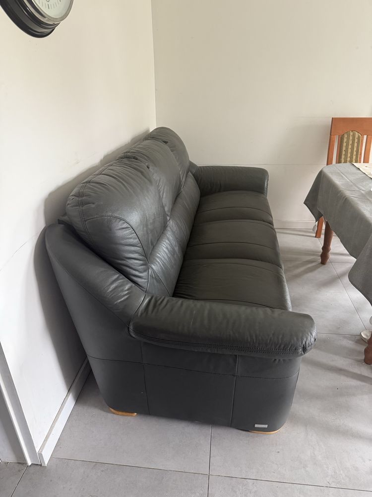 Sofa kanapa naturalna skóra z funkcja spania