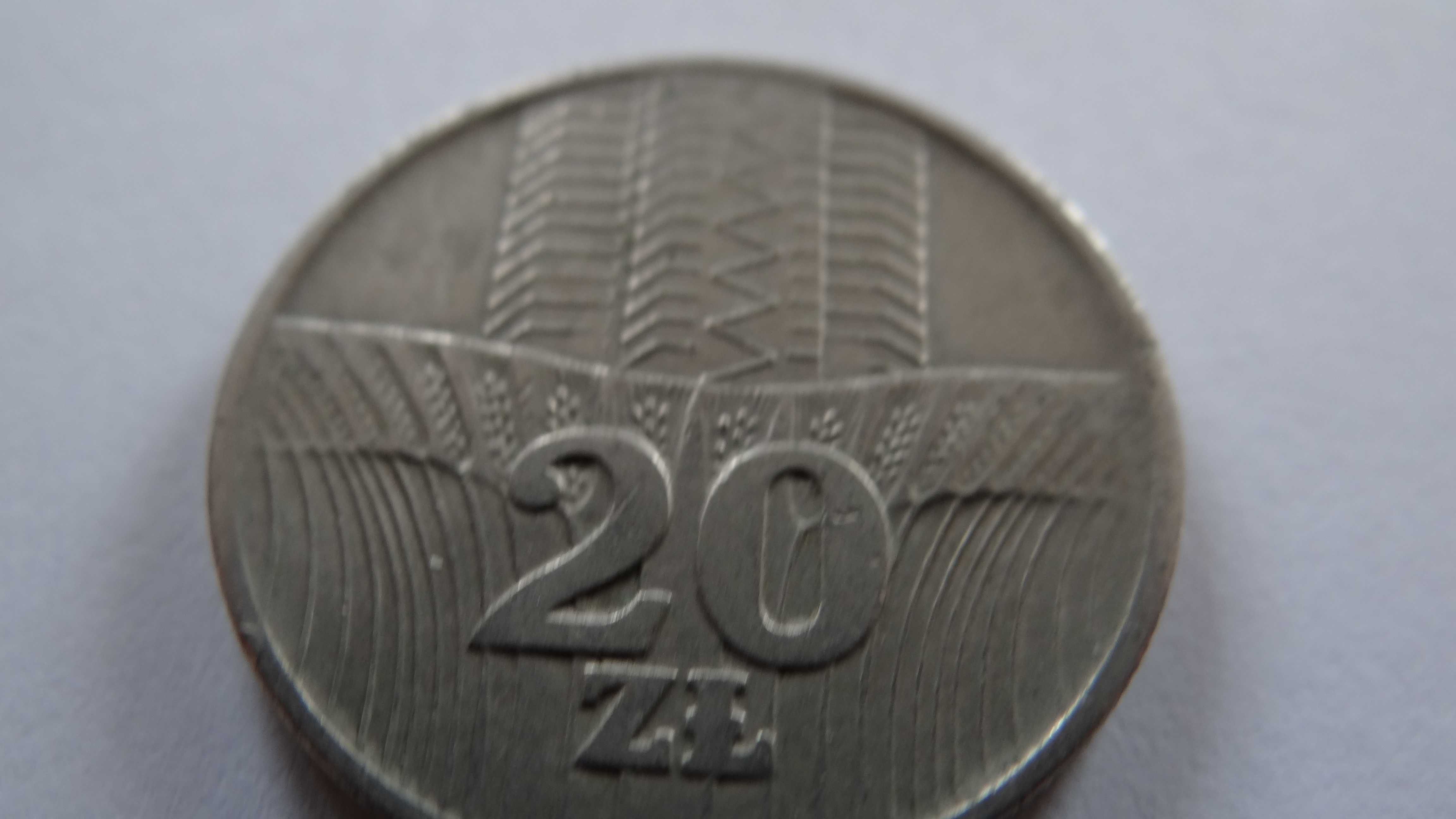 Moneta 20zł z 1973 roku wieżowiec i kłosy
