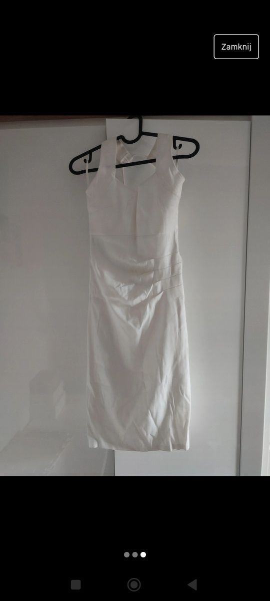 Sukienka, biała, połyskująca