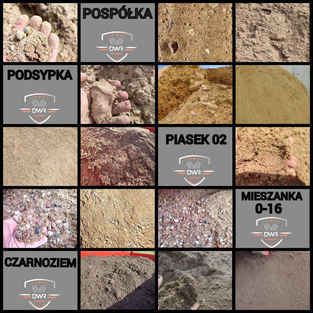 Piasek płukany 02 ponadto żwir podsypka kamień pospółka  już od 1 tony