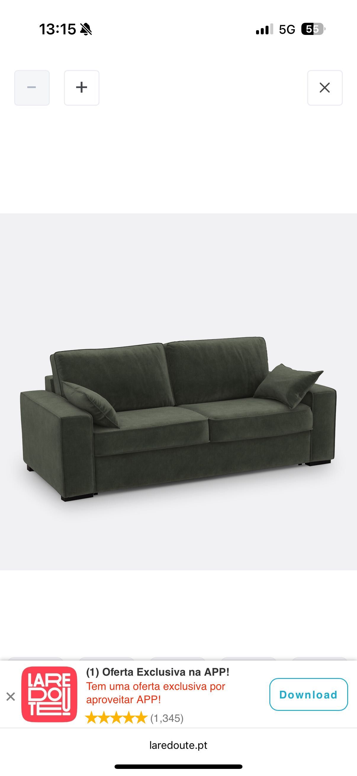 Sofá cama em veludo verde