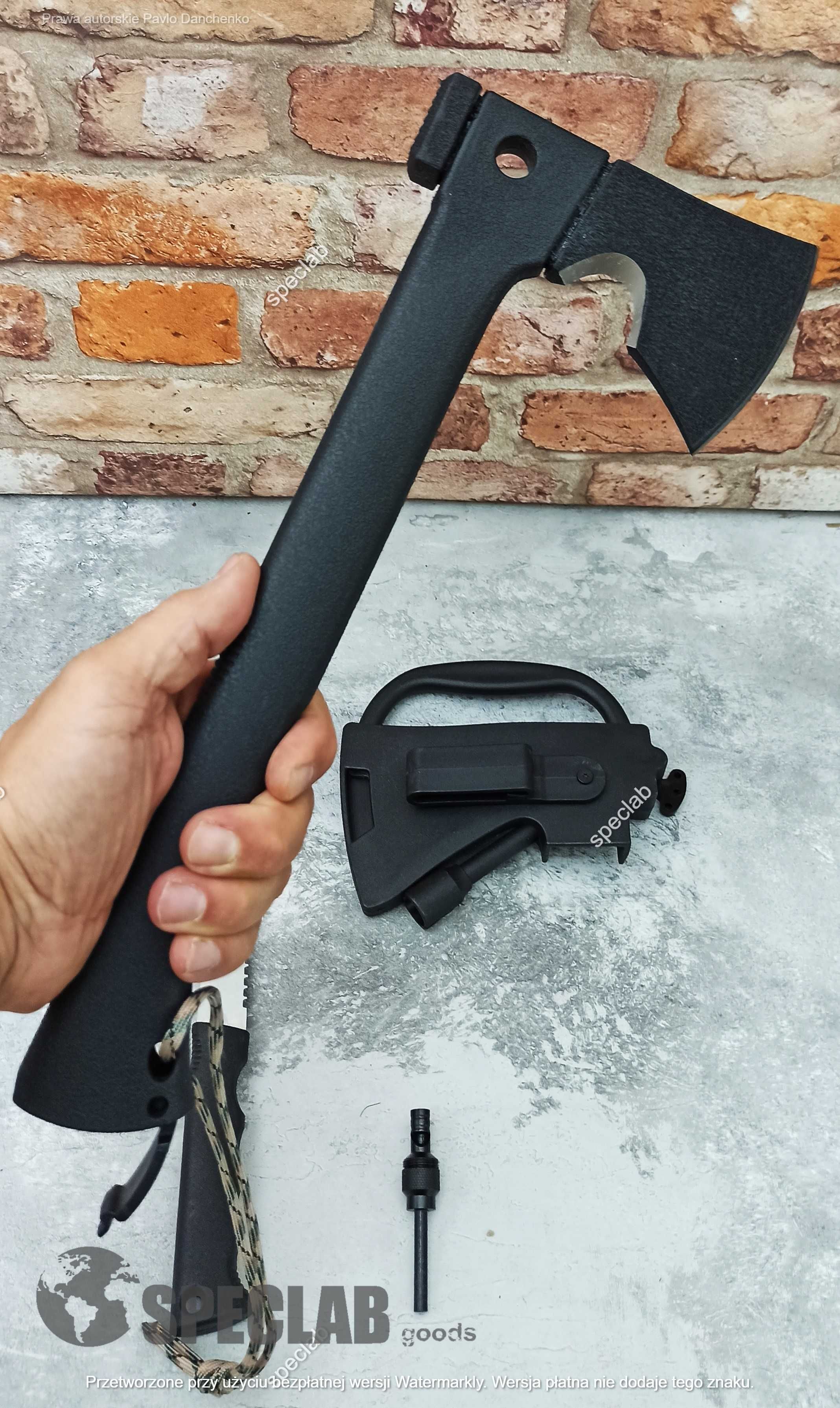 Toporek siekiera tomahawk UKRYTY NÓŻ ETUI GWIZDEK