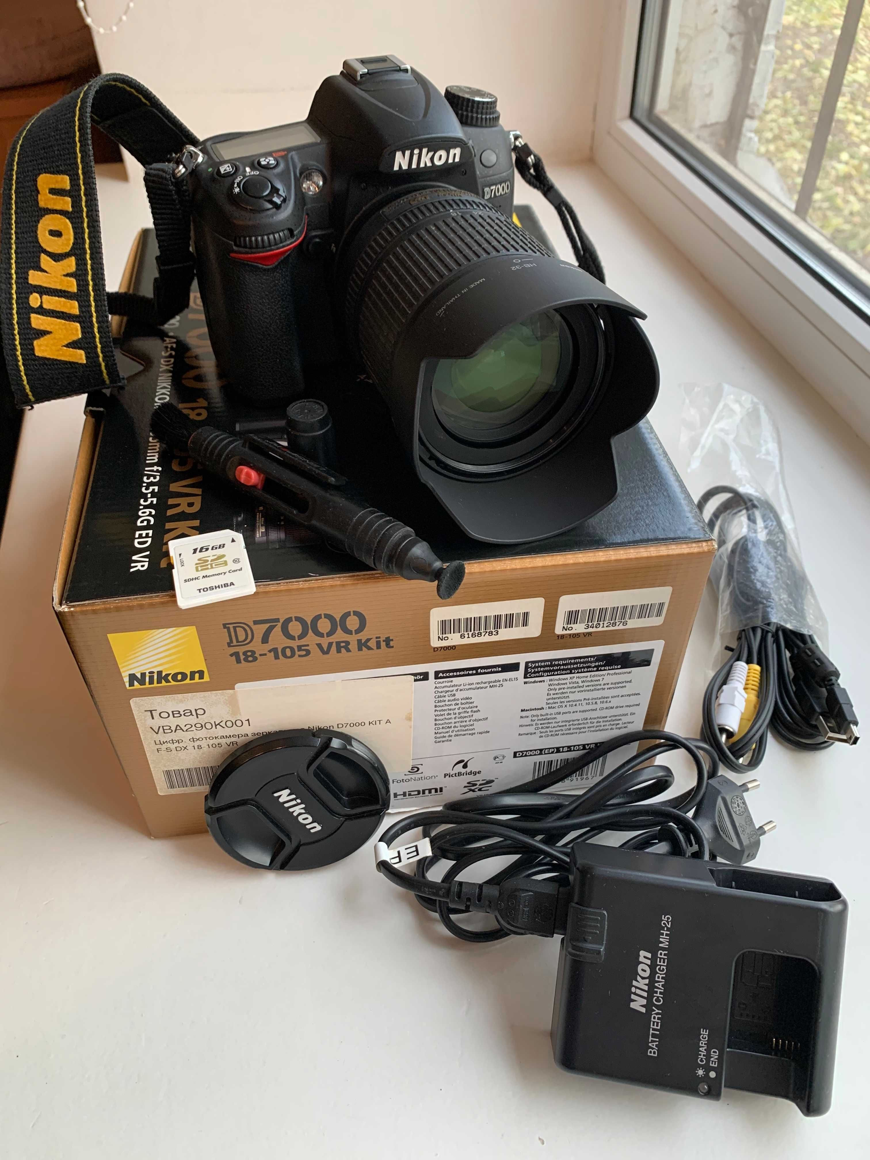 Фотоапарат Nikon D7000 18-105VR Kit Як новий Повний комплект+подарунки