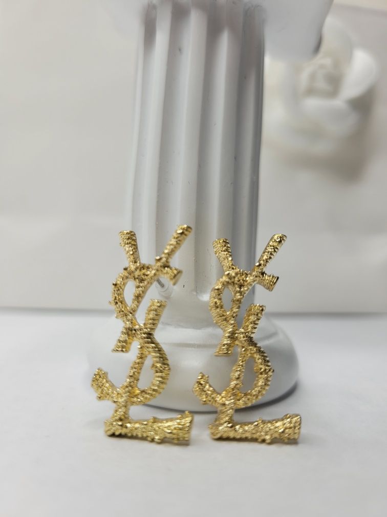 Kolczyki wkrętki YSL Yves Saint Laurent damskie litery logo
