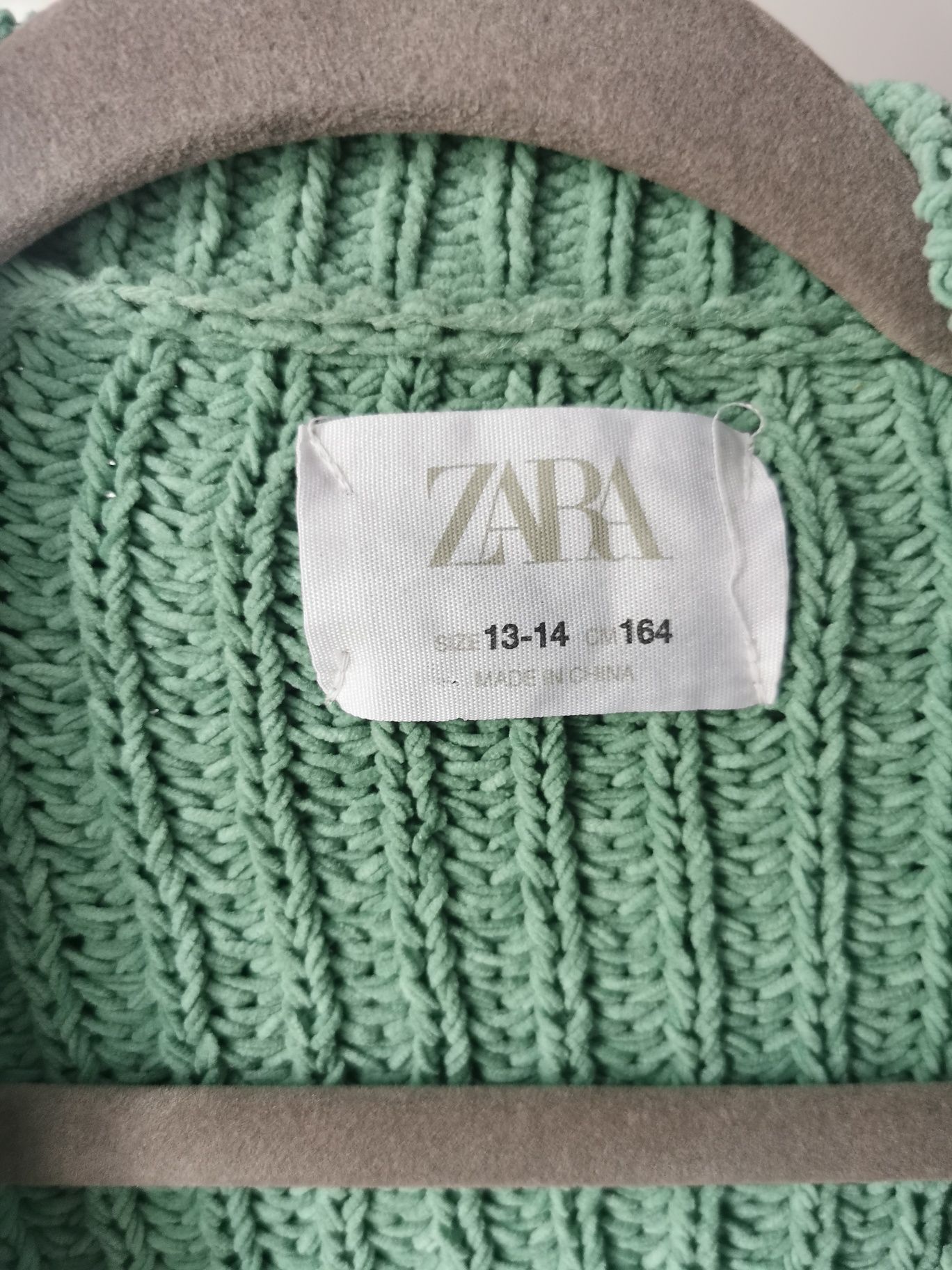 Zielony kardigan Zara 164 cm XS 34 S 36 green cardigan