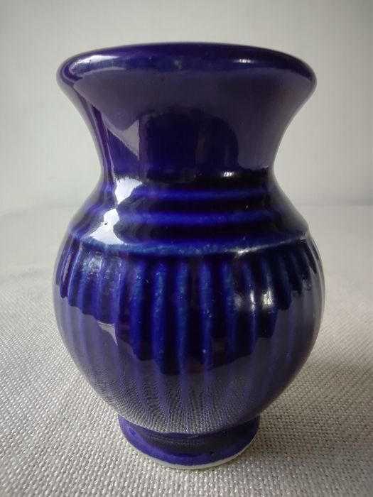 Ceramika Bolesławiec Wolanin cukiernica wazonik kobalt kolekcja PRL