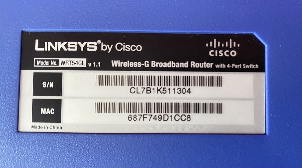 Router Linksys by Cisco WRT54GL - stan bdb