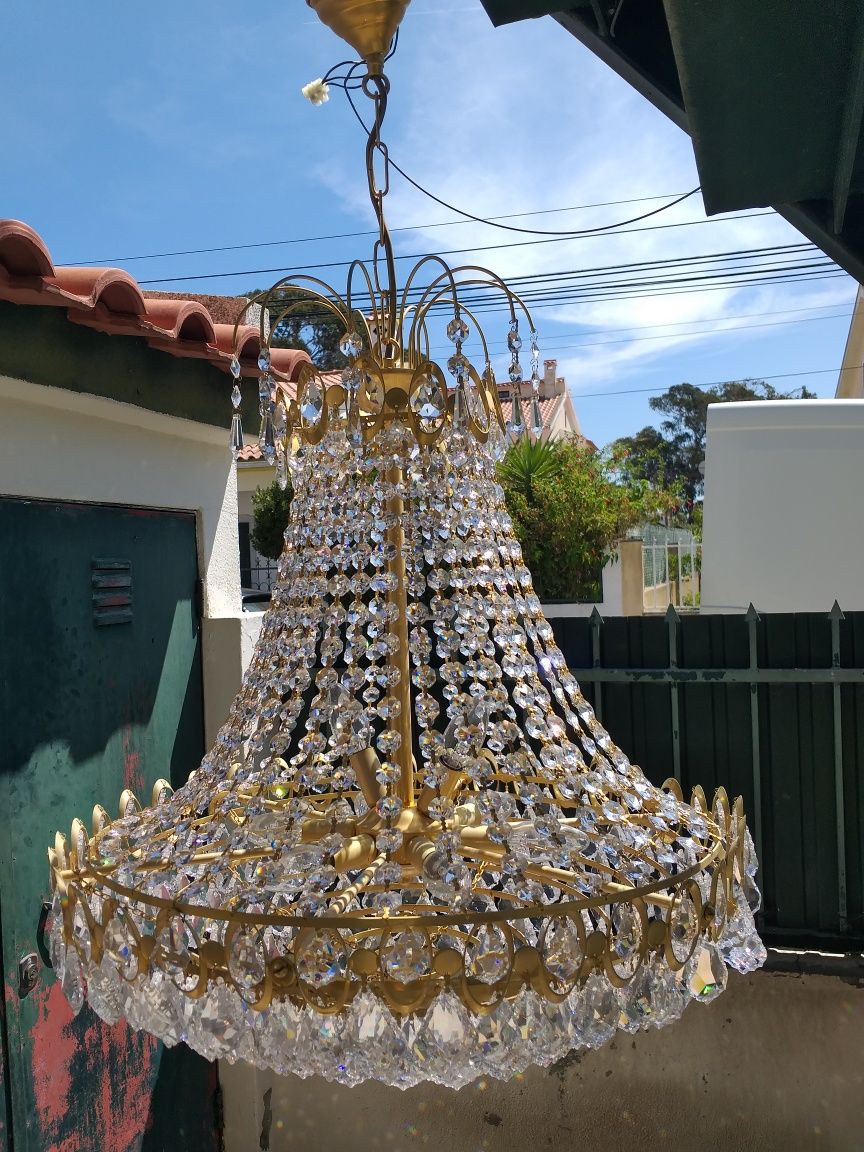 Lustre de Cristal com banho de ouro