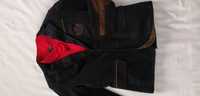Піджак велюровий з підкладкою темно-синій з коричневими вставками 6-7