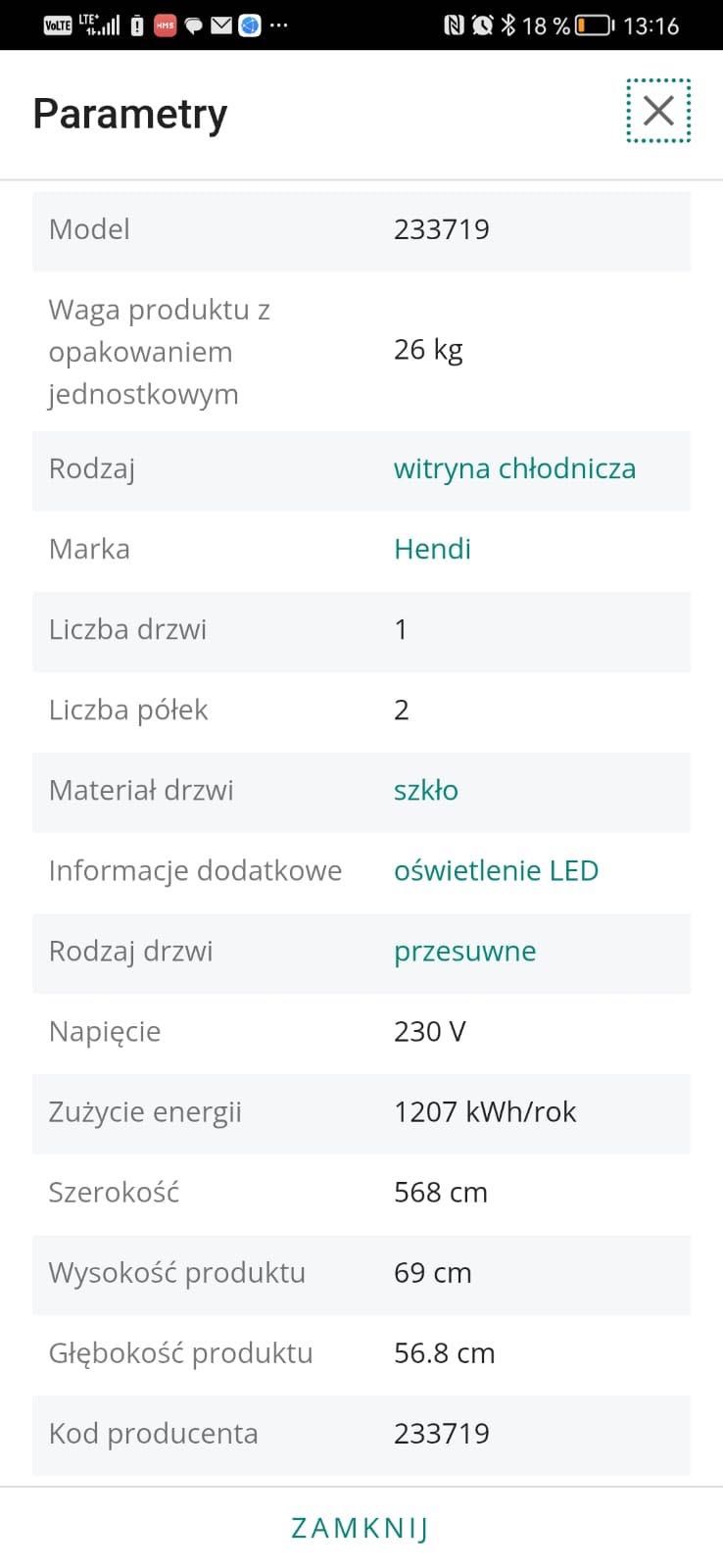 Lada chłodnicza Hendi
