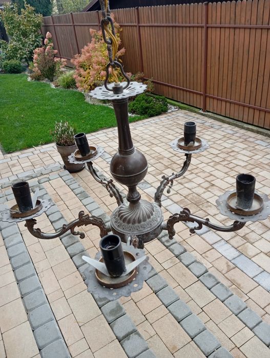 Stara lampa sufitowa mosiężna