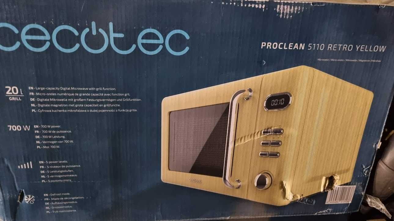 Mikrofalówka Cecotec Proclean 5110 Retro, Grill - NOWA
