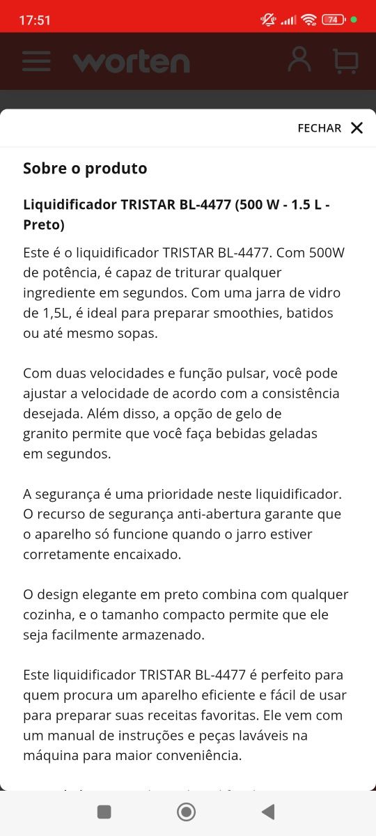 Liquidificador usado poucas vezes