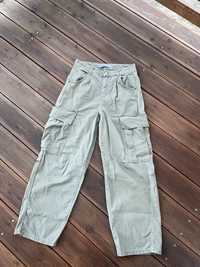 Szerokie spodnie jeans cargo khaki vintage viralowe z kieszeniami szer